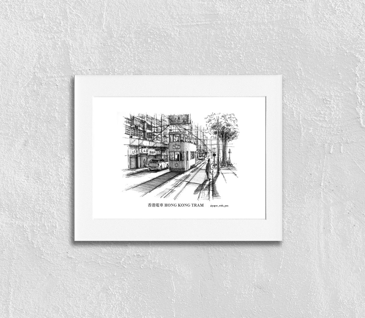 Hand-Drawn Frame Print : Tram