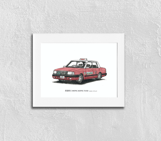 Hand-Drawn Frame Print : Taxi